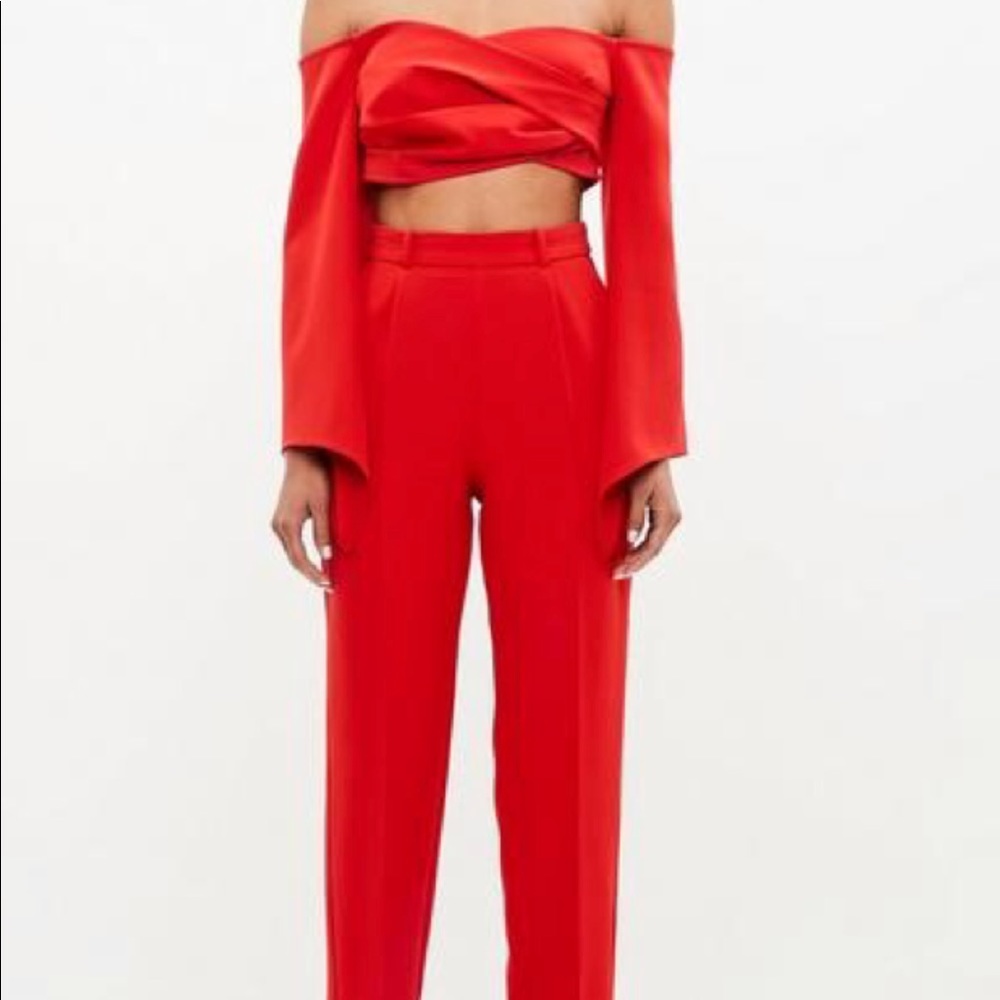 Red Two Piece Wrap Top and Pants